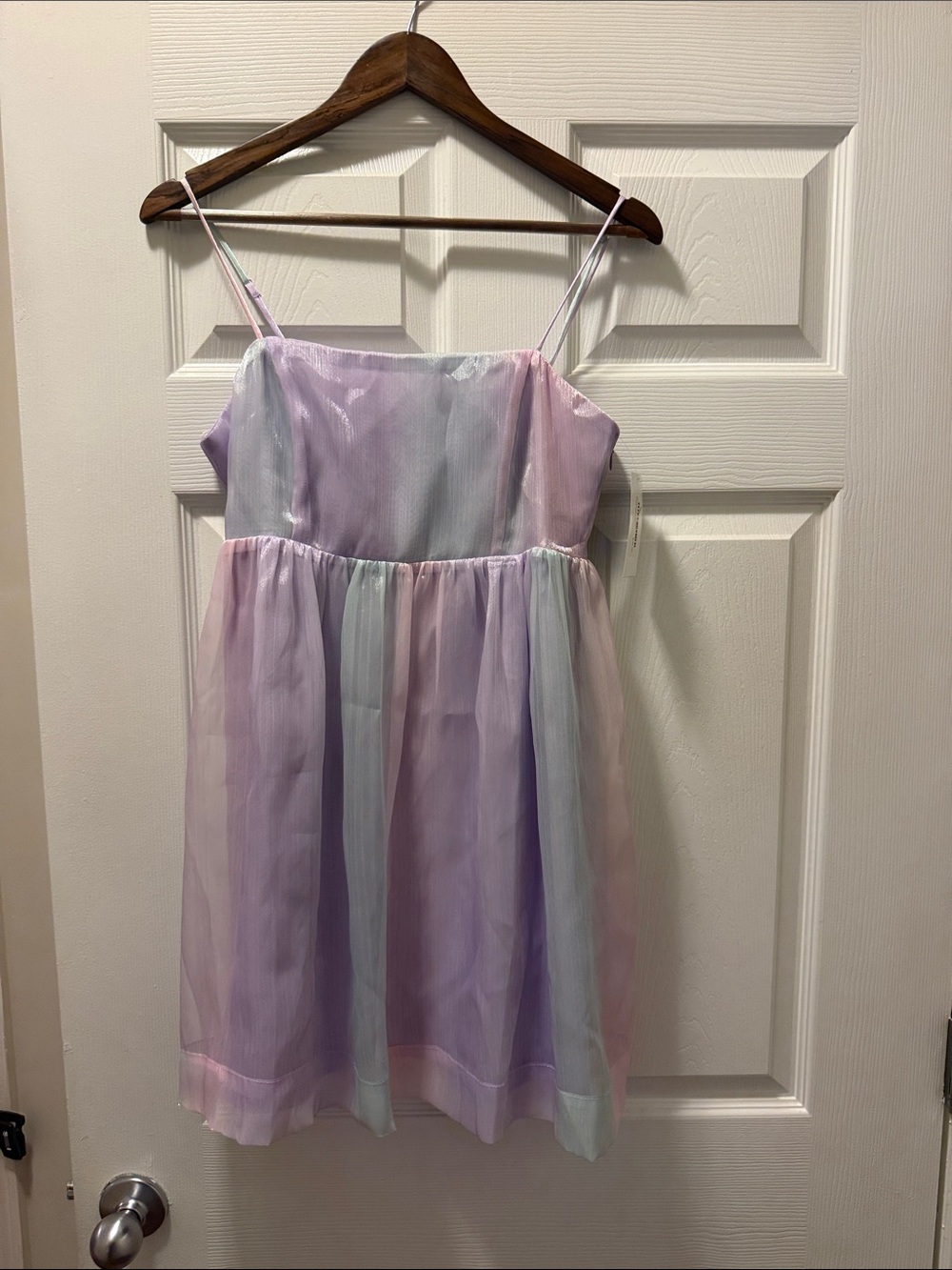 Pastel Ombre Strappy Mini Dress - Pink Lavender Blue
